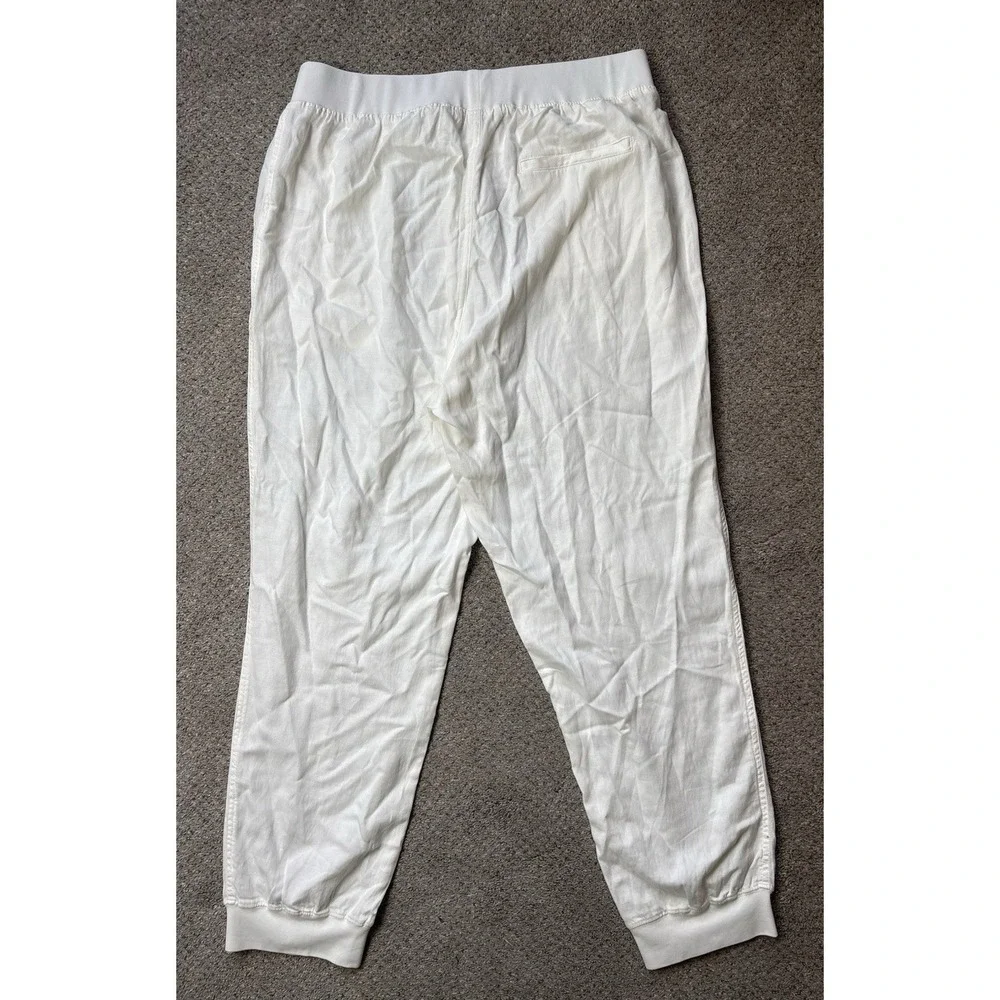 Faherty Women's XL Arlie Day Pull On Jogger Pants Tencel Linen Blend White Beach